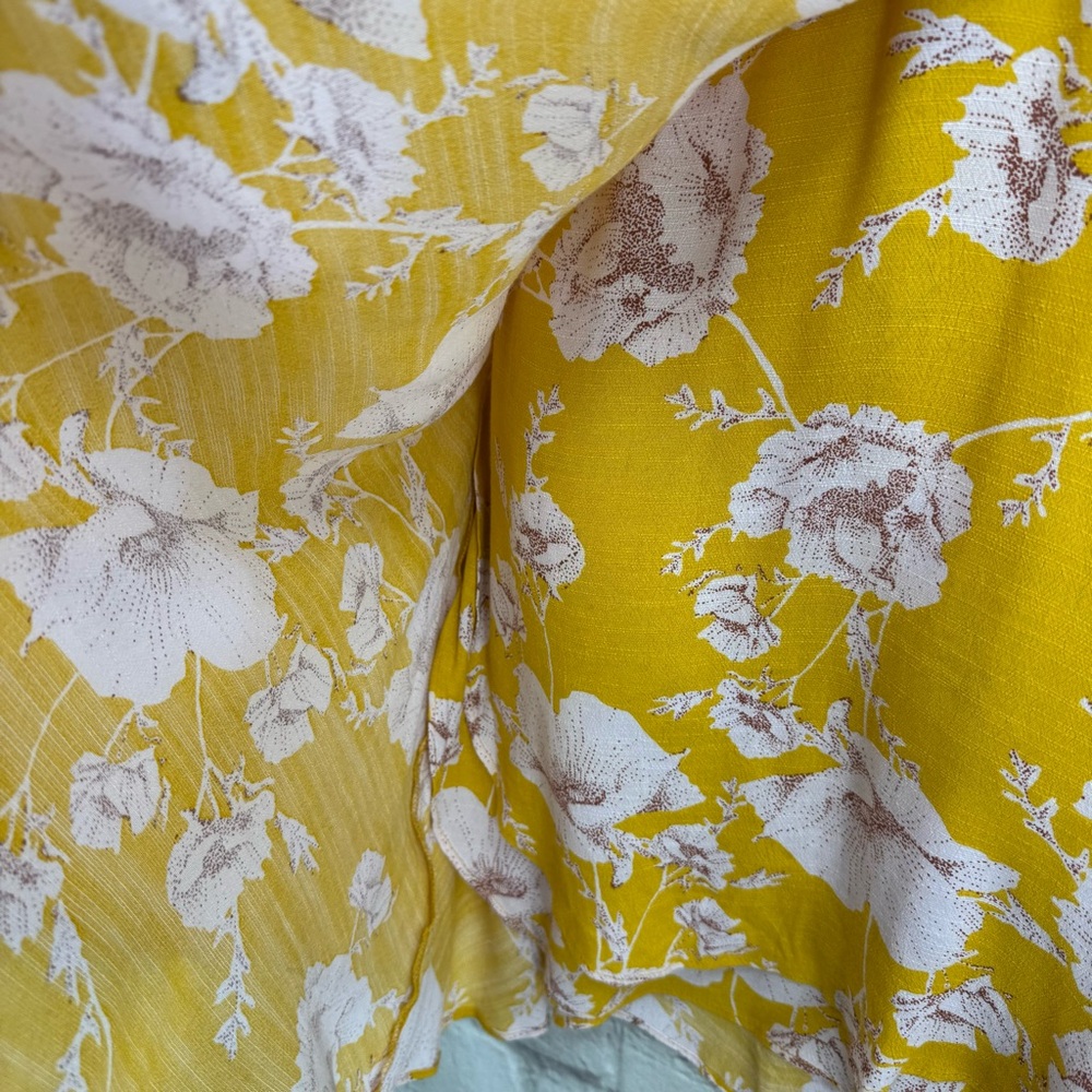 Free People French Quarter Wrap Mini Dress Yellow Pink Floral Size Large - Picture 9 of 15